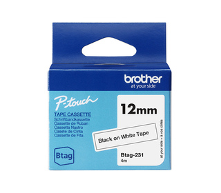 Brother BTAG-231 - Ruban adhésif – noir sur blanc, 12 mm de large, non laminé