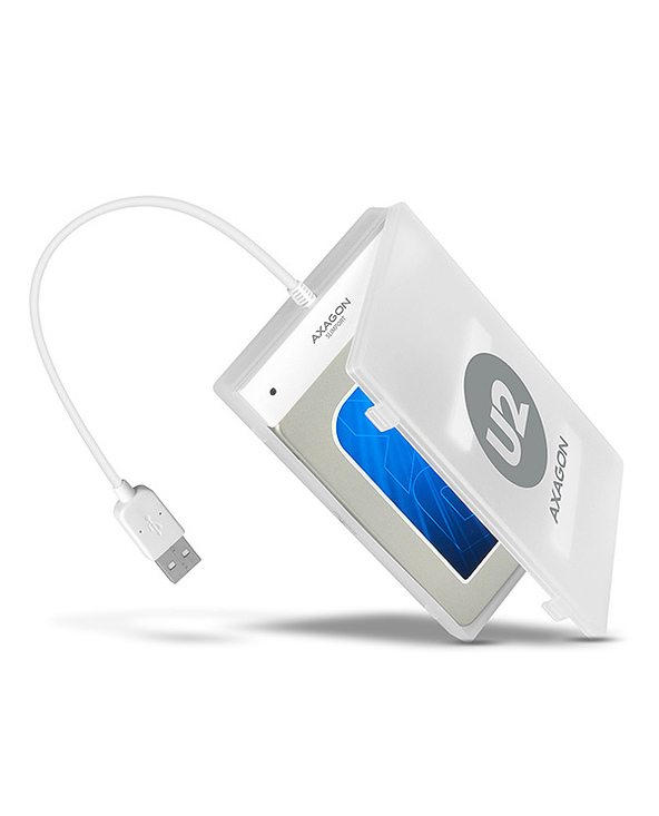 Axagon ADSA-1S Boîtier de disques de stockage Boîtier disque dur/SSD Blanc 2.5"