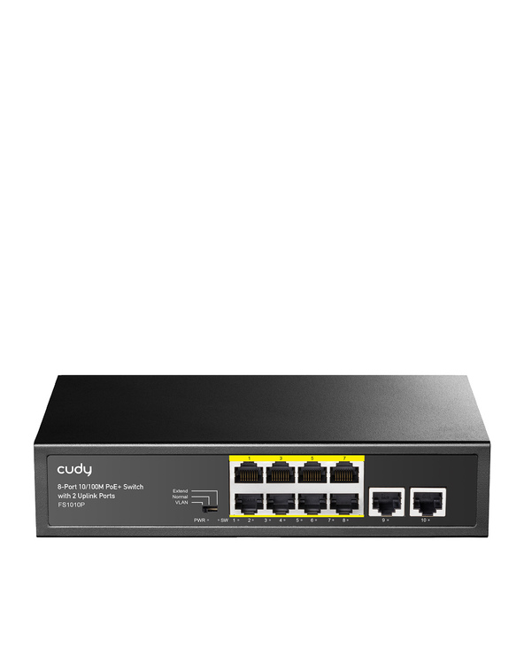 Cudy FS1010P commutateur réseau Fast Ethernet (10/100) Connexion Ethernet, supportant l'alimentation via ce port (PoE) Noir