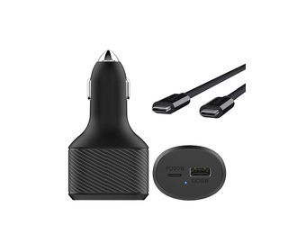 DLH CHARGEUR VOITURE ALLUME CIGARE USB-C 90W POWER DELIVERY POUR ORDINATEUR PORTABLE + USB-A 18W QC 3.0