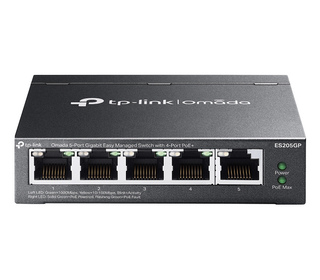TP-Link Omada ES205G Géré Gigabit Ethernet (10/100/1000) Connexion Ethernet, supportant l'alimentation via ce port (PoE) Noir