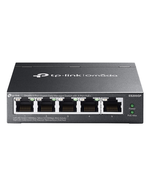 TP-Link Omada ES205G Géré Gigabit Ethernet (10/100/1000) Connexion Ethernet, supportant l'alimentation via ce port (PoE) Noir