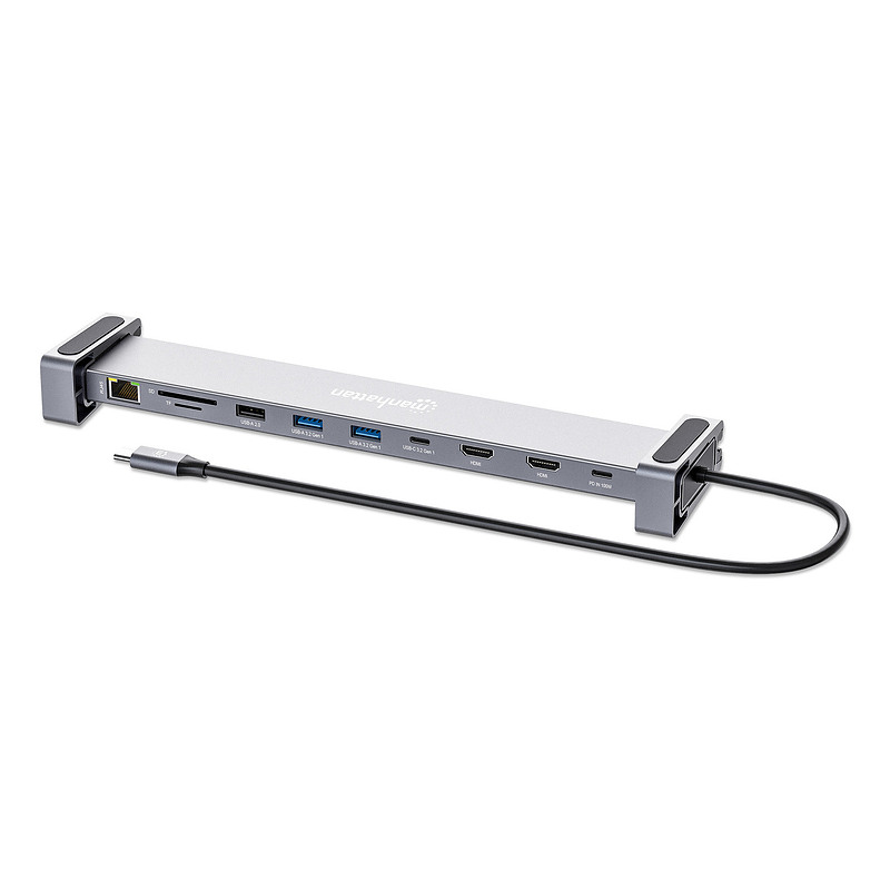 Manhattan 190398 station d'accueil Avec fil USB 3.2 Gen 1 (3.1 Gen 1) Type-C Gris