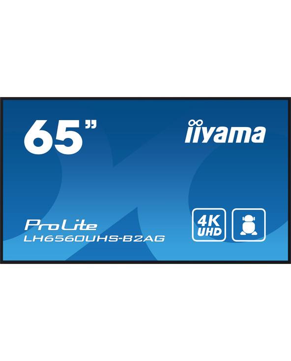 iiyama LH6560UHS-B2AG affichage de messages Carte A numérique 165,1 cm (65") LED Wifi 500 cd/m² 4K Ultra HD Noir Intégré dans le