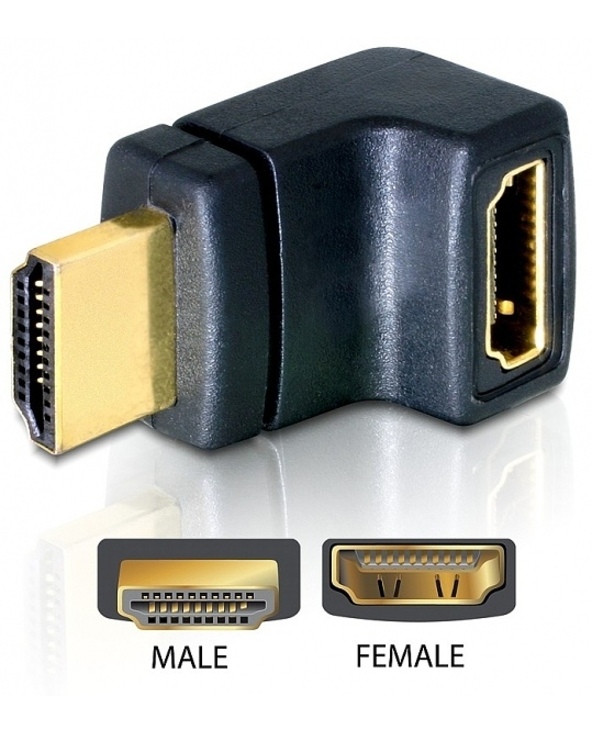 DeLOCK HDMI Stecker  HDMI Buchse 90° oben HDMI 1.3 Noir