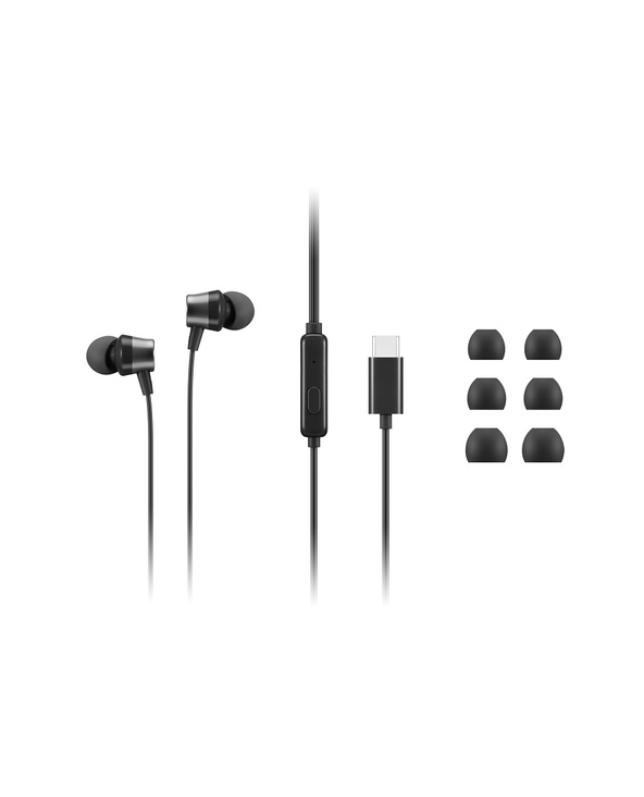 Lenovo 4XD1J77351 écouteur/casque Avec fil Ecouteurs Bureau/Centre d'appels USB Type-C Noir