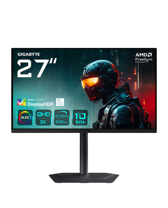 GIGABYTE MO27Q2 27" MONITEUR GAMING OLED QHD - 2560 X 1440, 240HZ, 0.03MS, 250 CD/M², DISPLAY HDR TRUE BLACK 400, HDMI 2.1, DISP