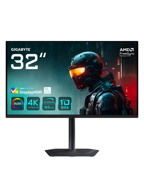 GIGABYTE MO32U 31,5" MONITEUR GAMING OLED 4K UHD - 3840 X 2160, 165HZ, 0.03MS, 250 CD/M², DISPLAY HDR TRUE BLACK 400, HDMI 2.1, 
