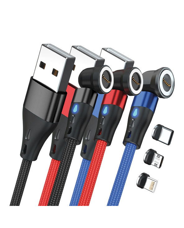 RealPower MagneticCharge3 câble USB 1 m USB A Noir, Bleu, Rouge