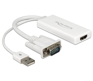 DeLOCK 62460 câble vidéo et adaptateur 0,25 m HDMI Type A (Standard) VGA (D-Sub) + USB Blanc