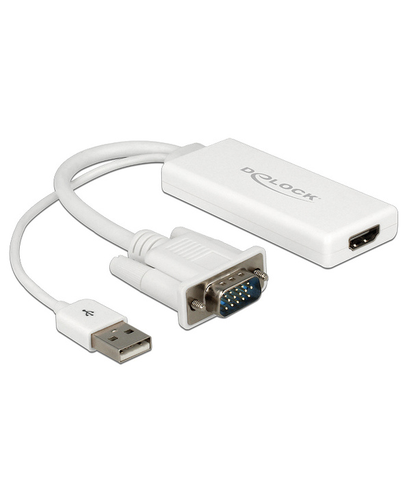 DeLOCK 62460 câble vidéo et adaptateur 0,25 m HDMI Type A (Standard) VGA (D-Sub) + USB Blanc
