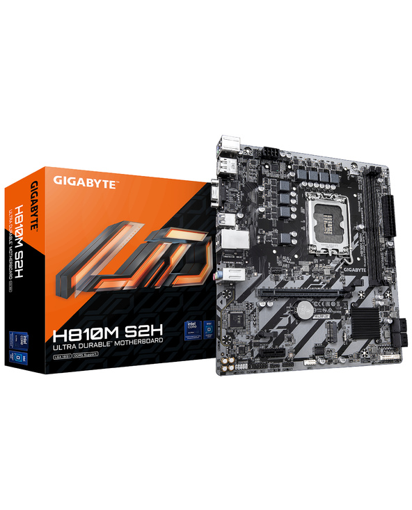GIGABYTE H810M S2H Carte mère - Processeurs Intel Core Ultra (Série 2), VRM 4+1+2 phases, jusqu'à 6400 MHz DDR5, 1xPCIe 4.0 M.2,