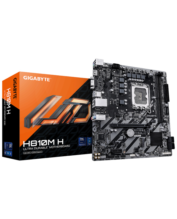GIGABYTE H810M H Carte mère - Processeurs Intel Core Ultra (Série 2), VRM 4+1+2 phases, jusqu'à 6400 MHz DDR5, 1xPCIe 4.0 M.2, L