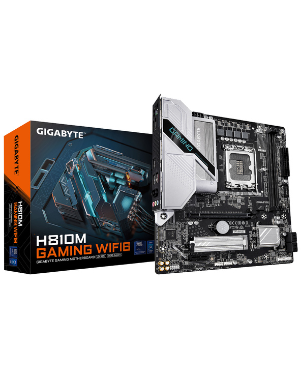 GIGABYTE H810M GAMING WIFI6 Carte mère - Processeurs Intel Core Ultra (Série 2), VRM 4+1+2 phases, jusqu'à 6400 MHz DDR5, 1xPCIe