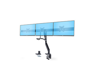 StarTech.com Support de Bureau pour 3 Écrans 27", VESA 75x75/100x100, Bras Articulé Réglable sans Outils, Pince en C/Passe-Fil, 