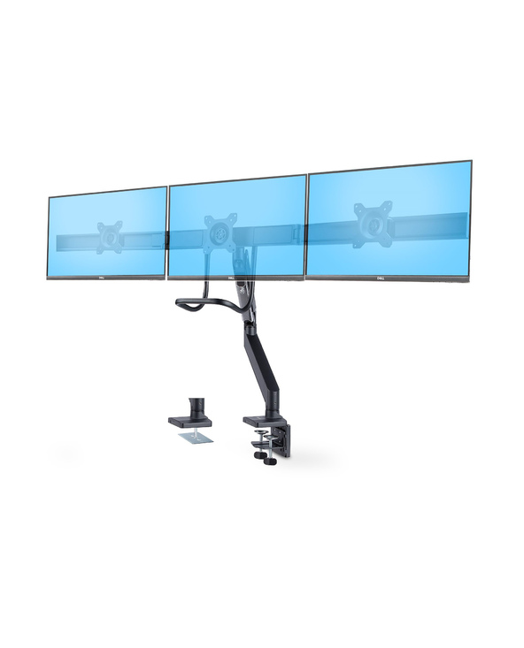 StarTech.com Support de Bureau pour 3 Écrans 27", VESA 75x75/100x100, Bras Articulé Réglable sans Outils, Pince en C/Passe-Fil, 