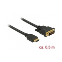 DeLOCK 85651 câble vidéo et adaptateur 0,5 m HDMI Type A (Standard) DVI Noir
