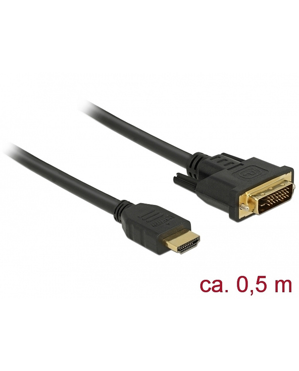 DeLOCK 85651 câble vidéo et adaptateur 0,5 m HDMI Type A (Standard) DVI Noir
