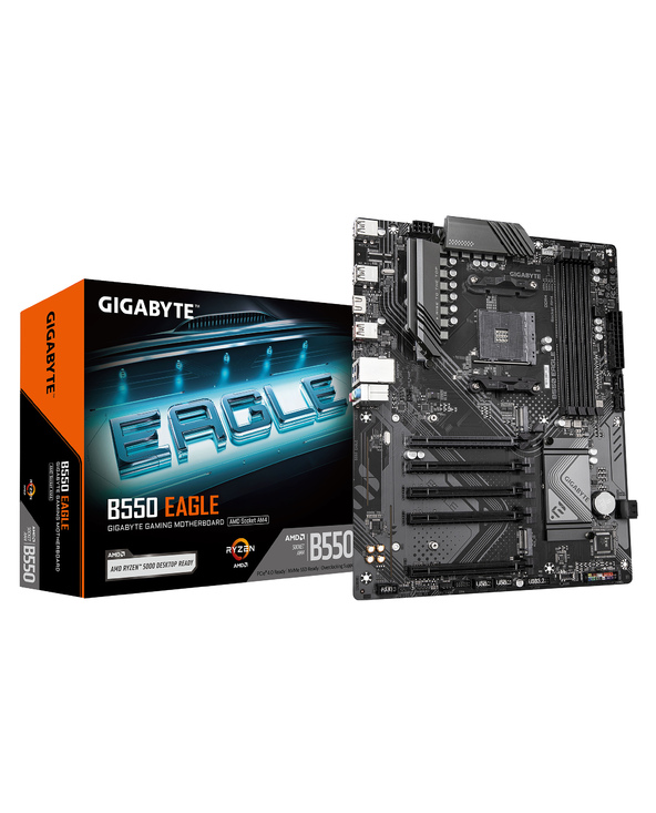 GIGABYTE B550 EAGLE Carte mère - Processeurs AMD Ryzen série 5000 G, VRM 10+3+1 phases, jusqu'à 3200 MHz DDR4, 1xPCIe 4.0 + 1xPC