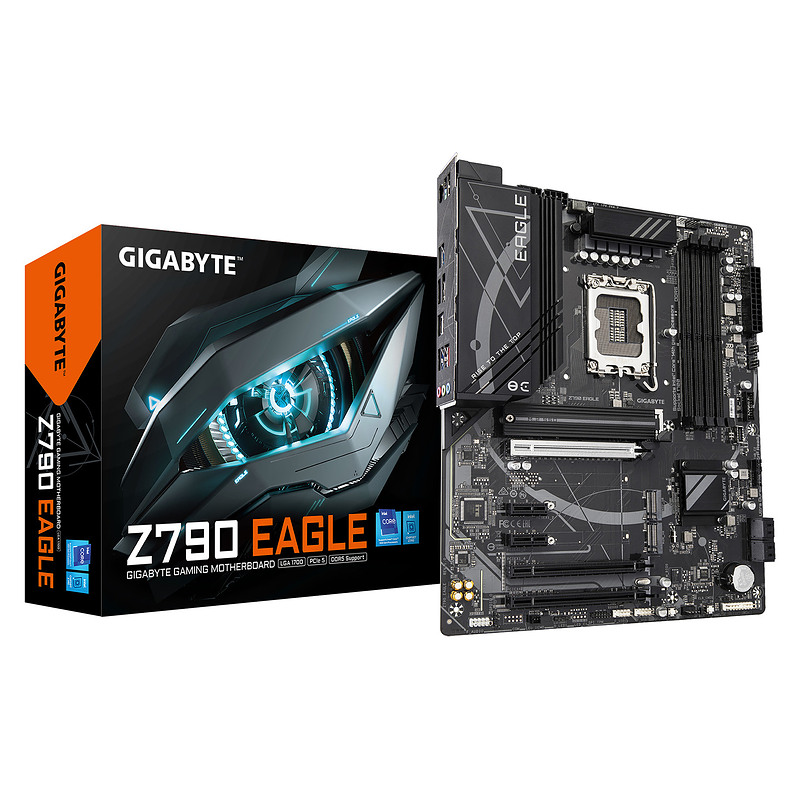 GIGABYTE Z790 EAGLE Carte mère - Compatible avec les processeurs Intel Core de 14e génération, VRM 12+1+1 phases, jusqu'à 7600 M