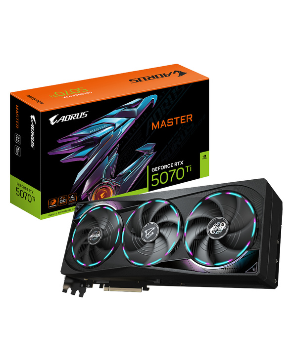 GIGABYTE AORUS GeForce RTX 5070 Ti MASTER 16G Carte Graphique - 16 Go GDDR7, 256 bits, PCI-E 5.0, 2670 MHz Core Clock, 3 x DP 2.