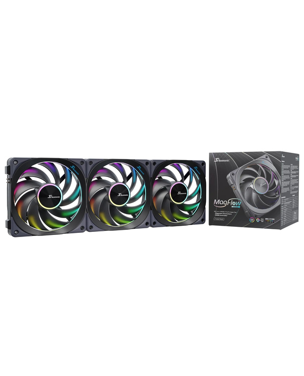 Seasonic MagFlow ARGB Boitier PC Ventilateur 12 cm Noir 3 pièce(s)