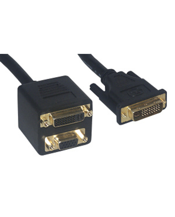 MCL Adapteur EN Cable DVI-I M / HD15 FM + DVI-I FM câble DVI 0,2 m Noir