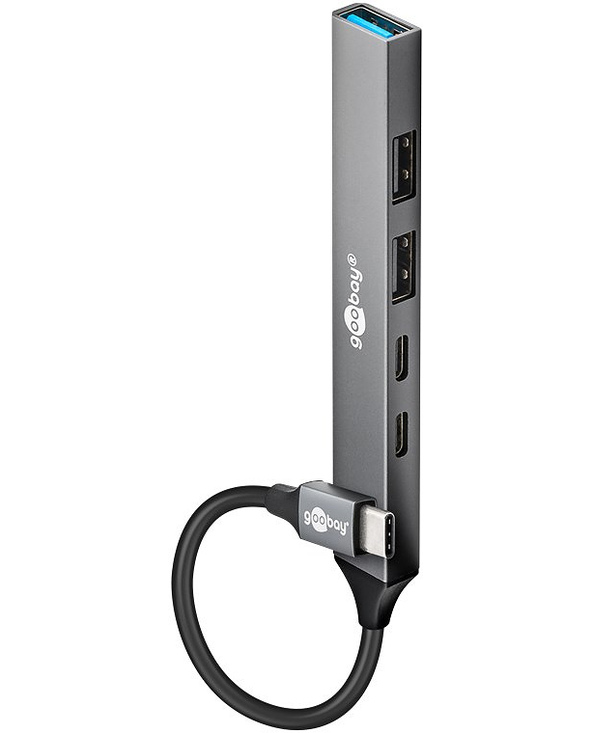 Goobay 74460 hub & concentrateur USB 3.2 Gen 1 (3.1 Gen 1) Type-C 5000 Mbit/s Gris clair