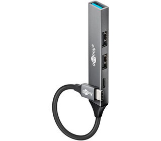 Goobay 74459 hub & concentrateur USB 3.2 Gen 1 (3.1 Gen 1) Type-C 5000 Mbit/s Gris clair