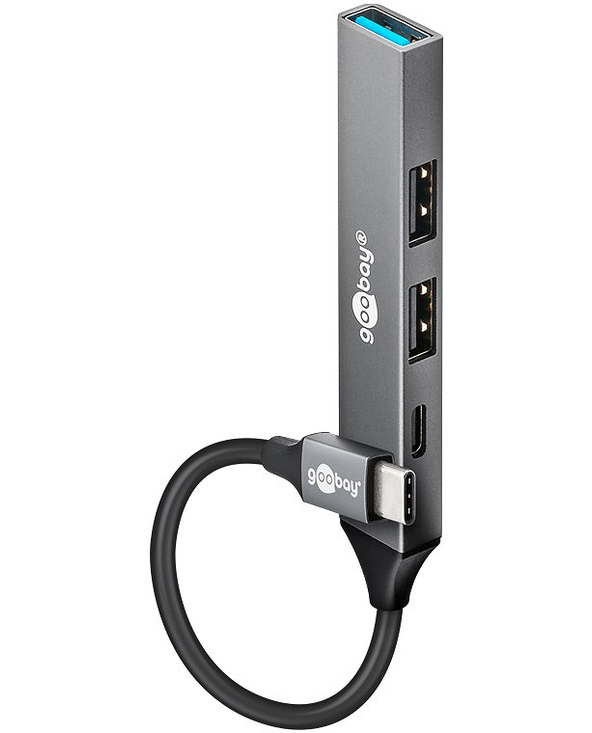 Goobay 74459 hub & concentrateur USB 3.2 Gen 1 (3.1 Gen 1) Type-C 5000 Mbit/s Gris clair
