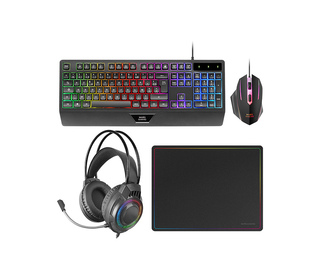 Mars Gaming MCP124PRO clavier Souris incluse Jouer USB AZERTY Français Noir