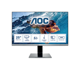 AOC Q2577PWQ 25" LED Quad HD 5 ms Noir, Argent