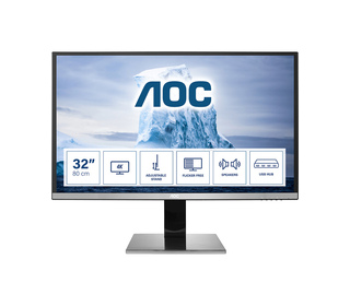 AOC 77 Series U3277PWQU 32" LCD 4K Ultra HD 4 ms Noir, Argent