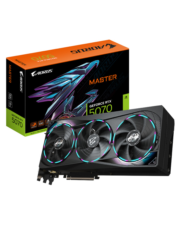GIGABYTE AORUS GeForce RTX 5070 MASTER 12G Carte Graphique - 12 Go GDDR7, 192 bits, PCI-E 5.0, 2715 MHz Core Clock, 3 x DP 2.1a,