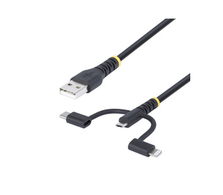 StarTech.com Câble de Charge USB de 1m Robuste, USB vers Lightning/Micro-USB/USB-C, Certifié Apple MFi, Gaine en Aramide, Cordon