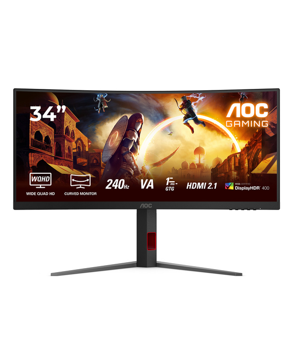 AOC G4 CU34G4Z 34 LED Wide Quad HD 1 ms Noir, Rouge
