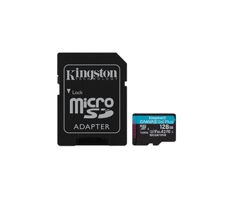 Kingston Technology Carte microSDXC Canvas Go Plus Gen4 200 Mo/s A2 U3 V30 128 Go + adaptateur