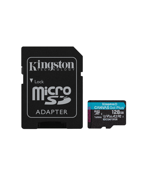 Kingston Technology Carte microSDXC Canvas Go Plus Gen4 200 Mo/s A2 U3 V30 128 Go + adaptateur