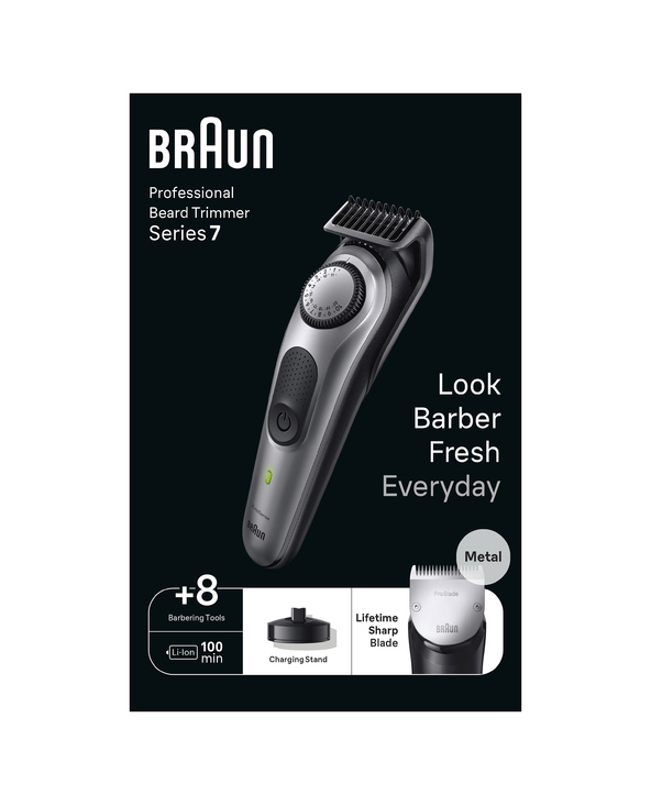 Braun BeardTrimmer 7 BT7420 Batterie 40 2 cm Noir, Gris