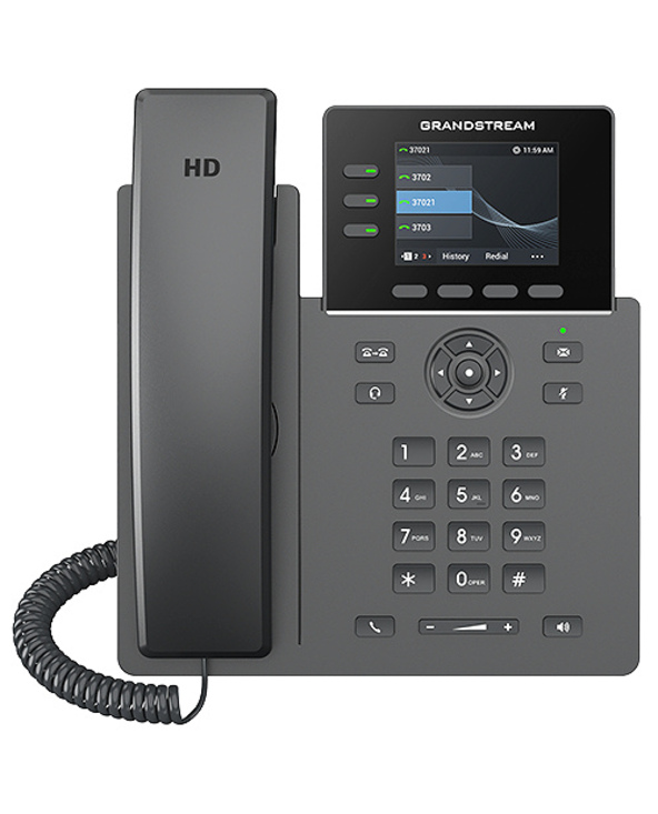 Grandstream Networks GRP2611G téléphone fixe Noir 3 lignes TFT