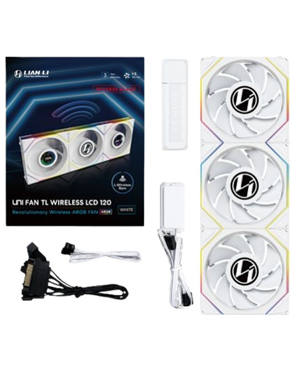 Lian Li 12RTLLCD1W3W système de refroidissement d’ordinateur Boitier PC Ventilateur 12 cm Blanc