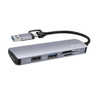 4smarts 469630 station d'accueil Avec fil USB 3.2 Gen 1 (3.1 Gen 1) Type-A + Type-C Gris