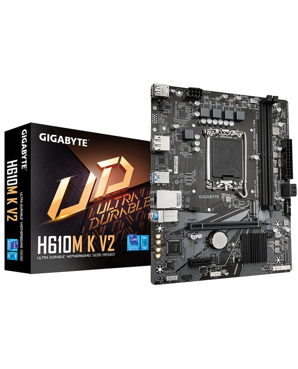 GIGABYTE H610M K V2 Carte mère - Processeurs Intel Core 14ᵉ génération, jusqu'à 5600 MHz DDR5, 1xPCIe 3.0 M.2, LAN 1GbE, USB 3.2