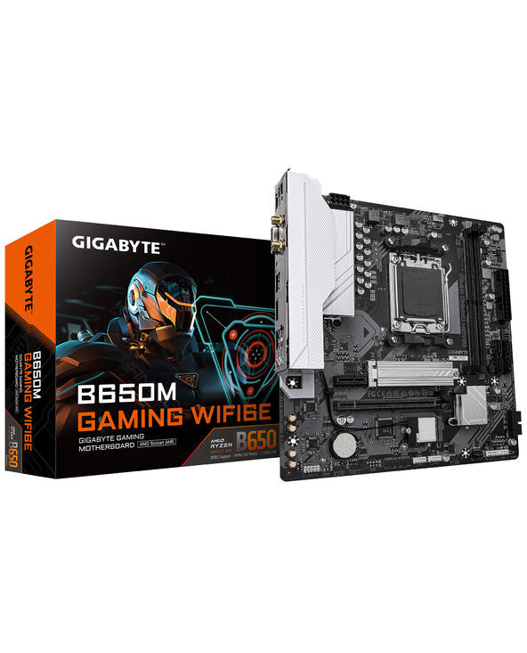 GIGABYTE B650M GAMING WIFI6E Carte Mère - Processeurs AMD Ryzen Série 9000, VRM 5+2+2 phases, jusqu'à 6400 MHz DDR5 (OC), 1xPCIe