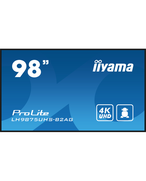 iiyama LH9875UHS-B2AG Écran d'affichage dynamique Écran plat de signalisation numérique 2,48 m (97.5") LED Wifi 500 cd/m² 4K Ult