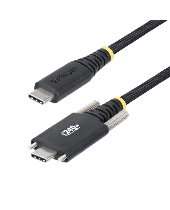 StarTech.com Câble de Charge USB-C de 2m, Verrouillage par Vis Latérale, 240 W (5A) PD EPR, Gaine en Silicone avec Nylon Tressé,