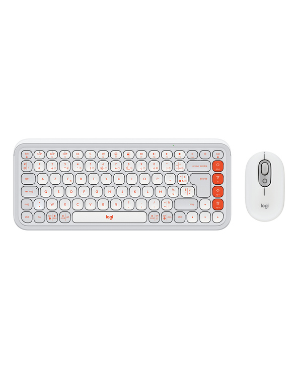 Logitech 920-013110 clavier Souris incluse Universel Bluetooth AZERTY Français Orange, Blanc