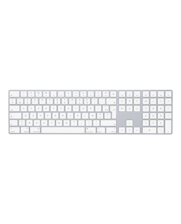 Apple Magic Keyboard w/ Numeric Keypad clavier Universel Bluetooth AZERTY Français Argent, Blanc