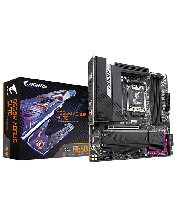 GIGABYTE B650M AORUS ELITE Carte mère - Compatible avec les processeurs AMD Ryzen 9000, VRM 12+2+2 phases, jusqu'à 8000 MHz DDR5