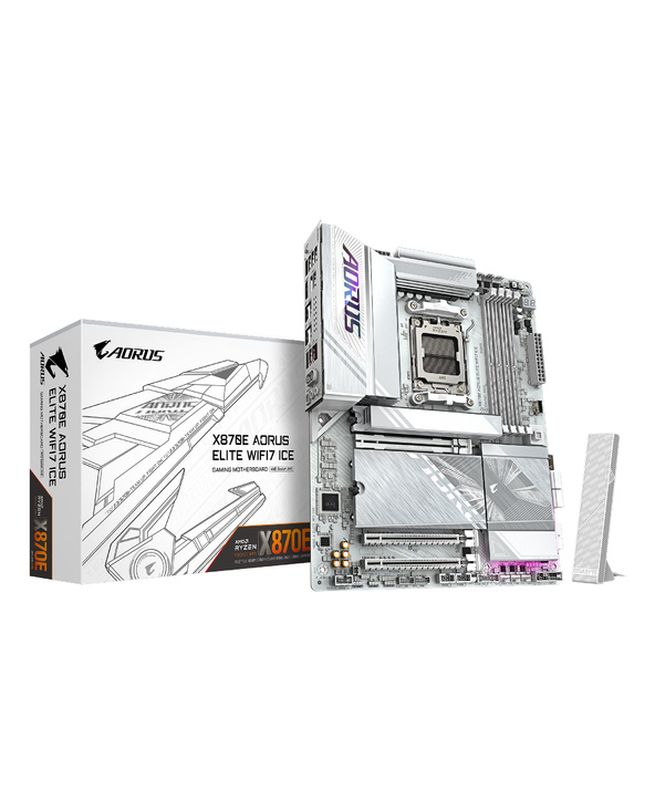 GIGABYTE X870E AORUS ELITE WIFI7 ICE Carte mère - Prend en charge les processeurs AMD Ryzen 9000, VRM numérique 16+2+2 phases, j
